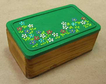 Decorative Wooden Boxes - Hand Painted Ceramic Lid